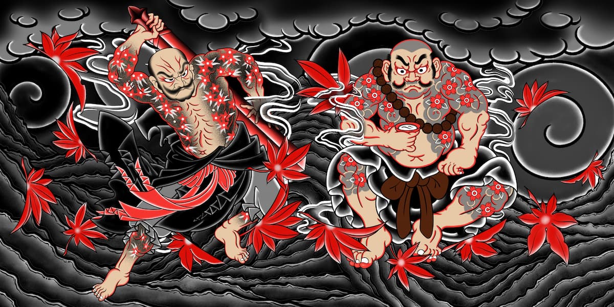 Digital drawing of two dragons, exhibited at Fly High 2024